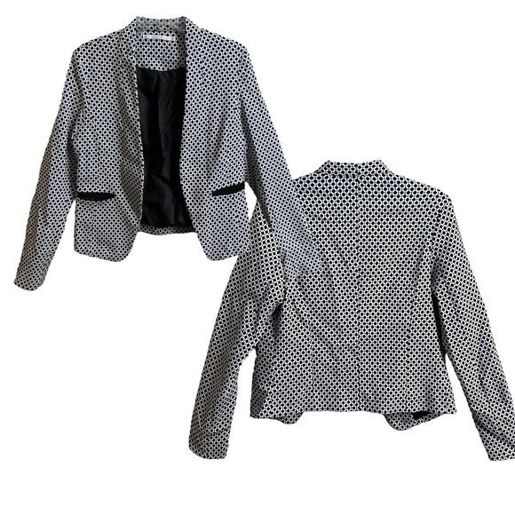 Mosaic & Co. Jacket Size XL Black White Diamond Pattern Open Short Pockets Lined - Picture 4 of 12